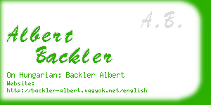 albert backler business card